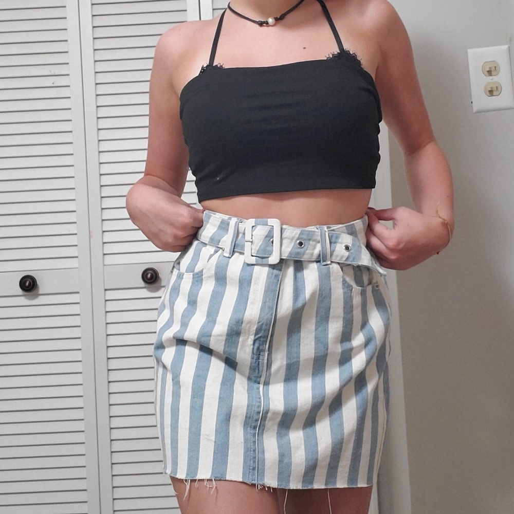 Signature blue and white striped size small skirt